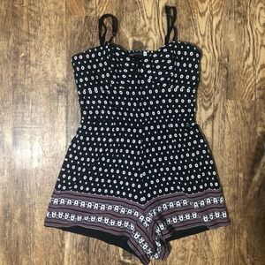 Black Cute Floral Romper